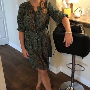 bar III. Multicolored long sleeve mini dress. Button up. Size Medium.